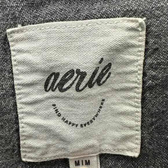 Aerie Womens Grey Ombre Denim Button Down Shirt Oversized Long Sleeve Medium - Picture 2 of 3